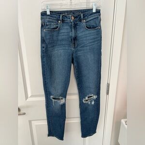 American Eagle Outfitters Distressed Dark Wash Mom Jeans 2R